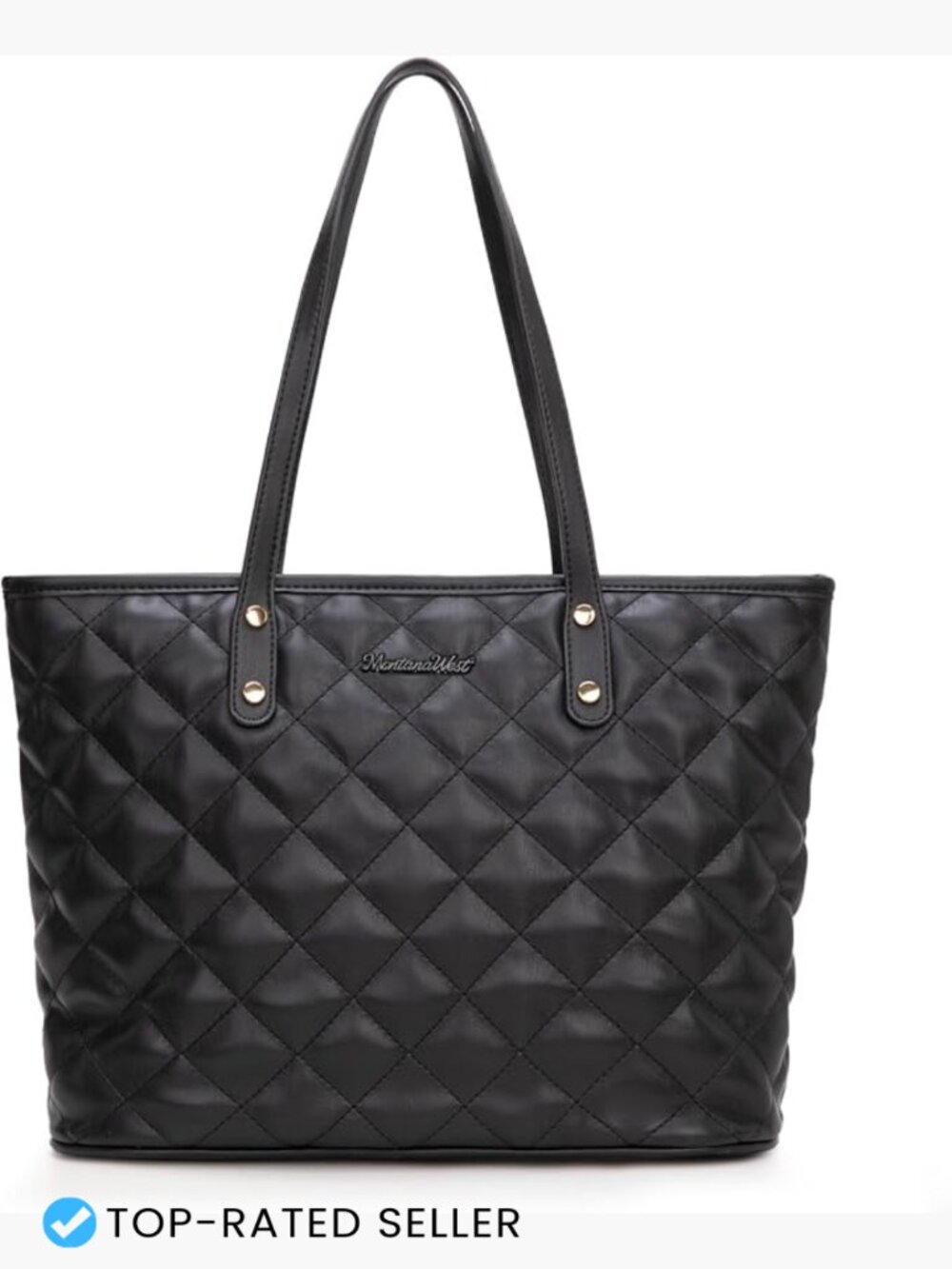 Quilted Faux Leather Hobo Bag Women Tote Purse with Zipper Gold Hardware